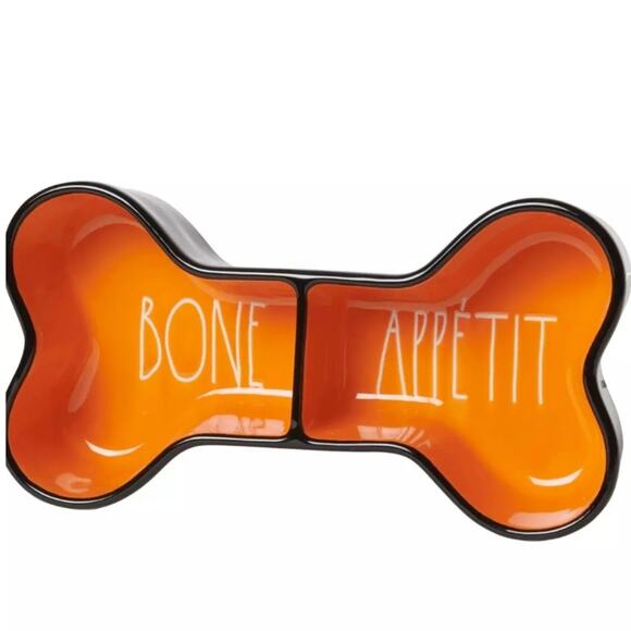 RAE DUNN CERAMIC BONE SHAPED BONE APPÉTIT PET BOWL NEW! - Picture 1 of 6